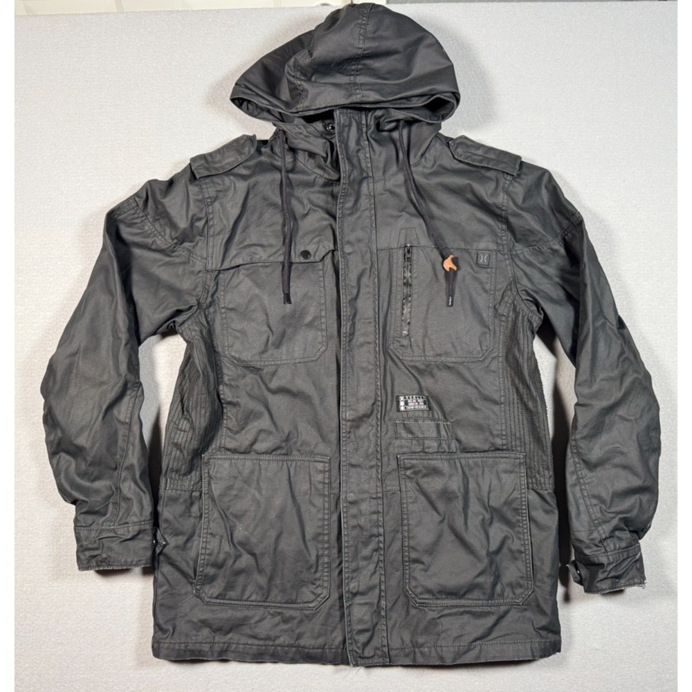 Hurley Men's Black Utility Flannel Lined Utility Jacket - Size L